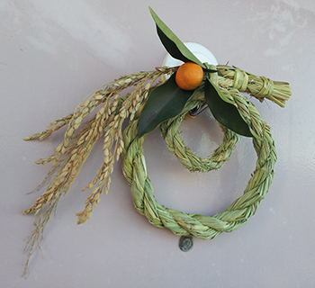 お正月ミニ飾り　しめ縄、稲、金柑